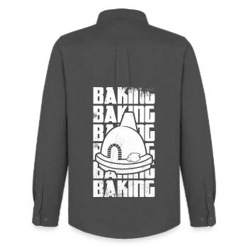 Fun Baking - Men's Oxford Shirt by Stanley/Stella - anthracite - Back - AI Model Male 185 dark (185cm)