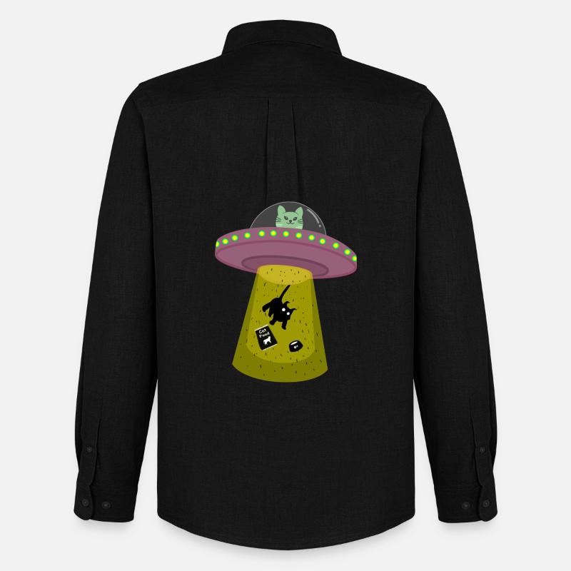 UFO-Katze - Männer Oxford Hemd von Stanley/Stella - Schwarz