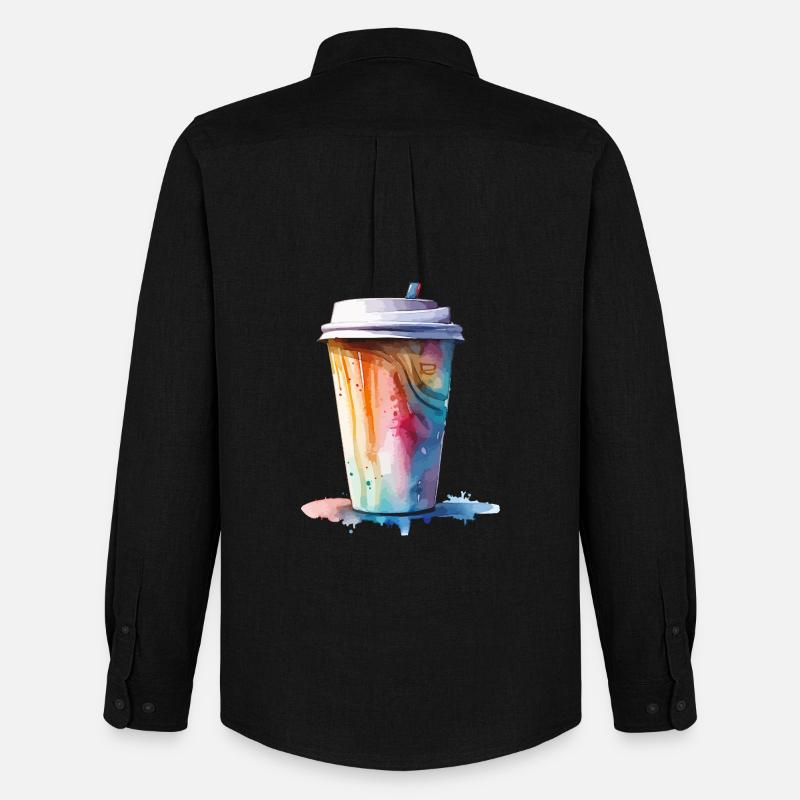 Cappuccino Kaffee Becher Kunst - Männer Oxford Hemd von Stanley/Stella - Schwarz