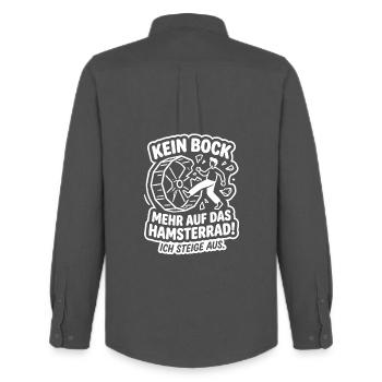 Kein Bock mehr auf Hamsterrad Ich steige aus - Männer Oxford Hemd von Stanley/Stella - Anthrazit - Hinten - AI Model Male 185 dark (185cm)