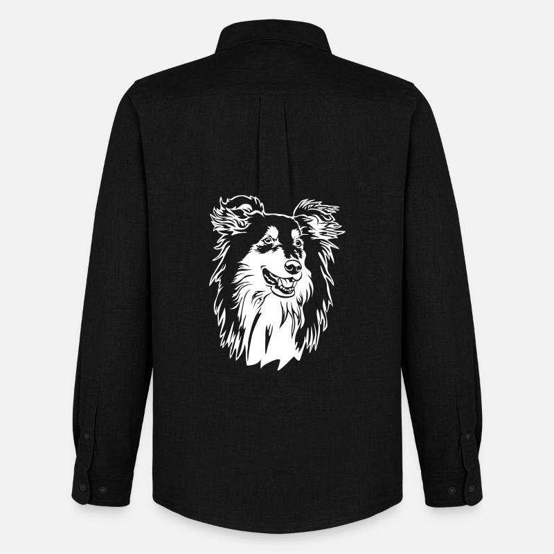 Collie Kopf "Black Edition" - Männer Oxford Hemd von Stanley/Stella - Schwarz