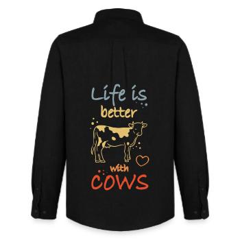 Cow lovers - Men's Oxford Shirt by Stanley/Stella - black - Back - AI Model Male 185 dark (185cm)