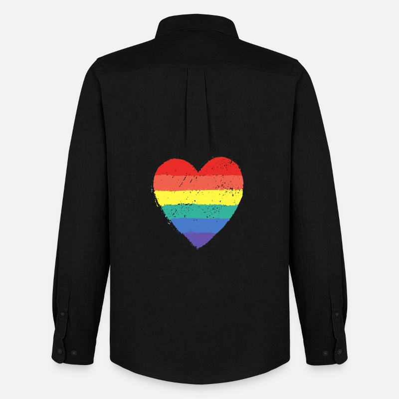 Rainbow Heart & Pride - Männer Oxford Hemd von Stanley/Stella - Schwarz