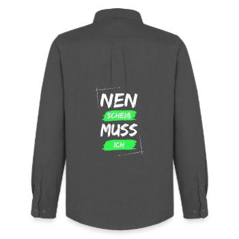 Nen scheiß muss ich - Männer Oxford Hemd von Stanley/Stella - Anthrazit - Hinten - AI Model Male 185 dark (185cm)