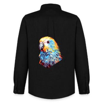 Perruche Polygone Bird Perruches - Chemise Oxford homme Stanley/Stella - noir - Dos - AI Model Male 185 dark (185cm)