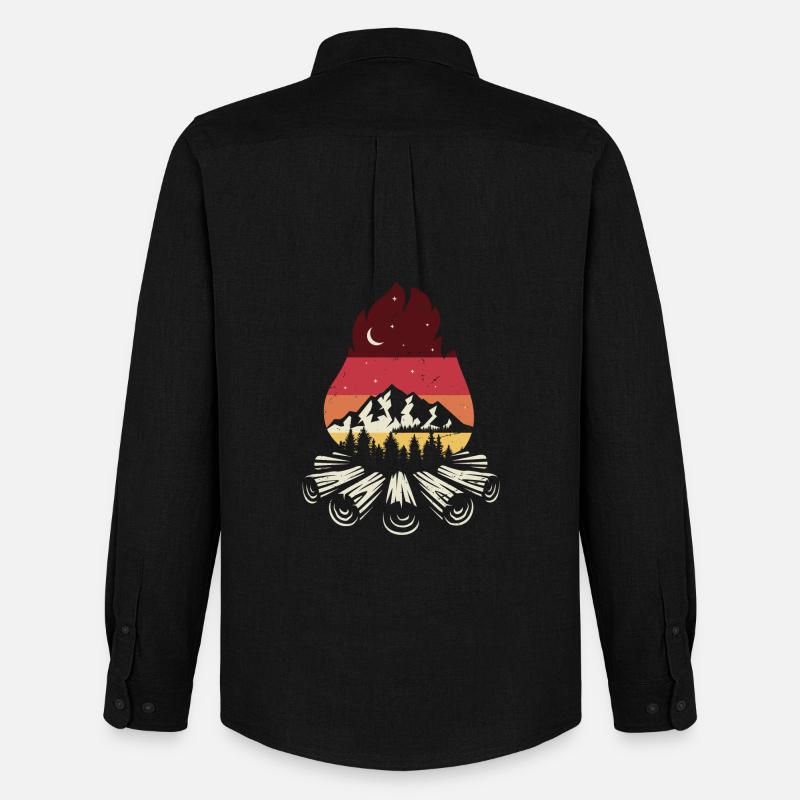 Lagerfeuer Sunset Pines - Männer Oxford Hemd von Stanley/Stella - Schwarz