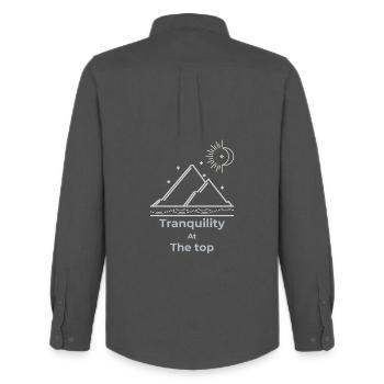 Tranquility at the top slow living - Men's Oxford Shirt by Stanley/Stella - anthracite - Back - AI Model Male 185 dark (185cm)