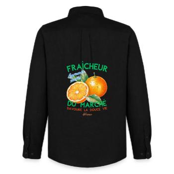 Fraicheur du marché - Chemise Oxford homme Stanley/Stella - noir - Dos - AI Model Male 185 dark (185cm)