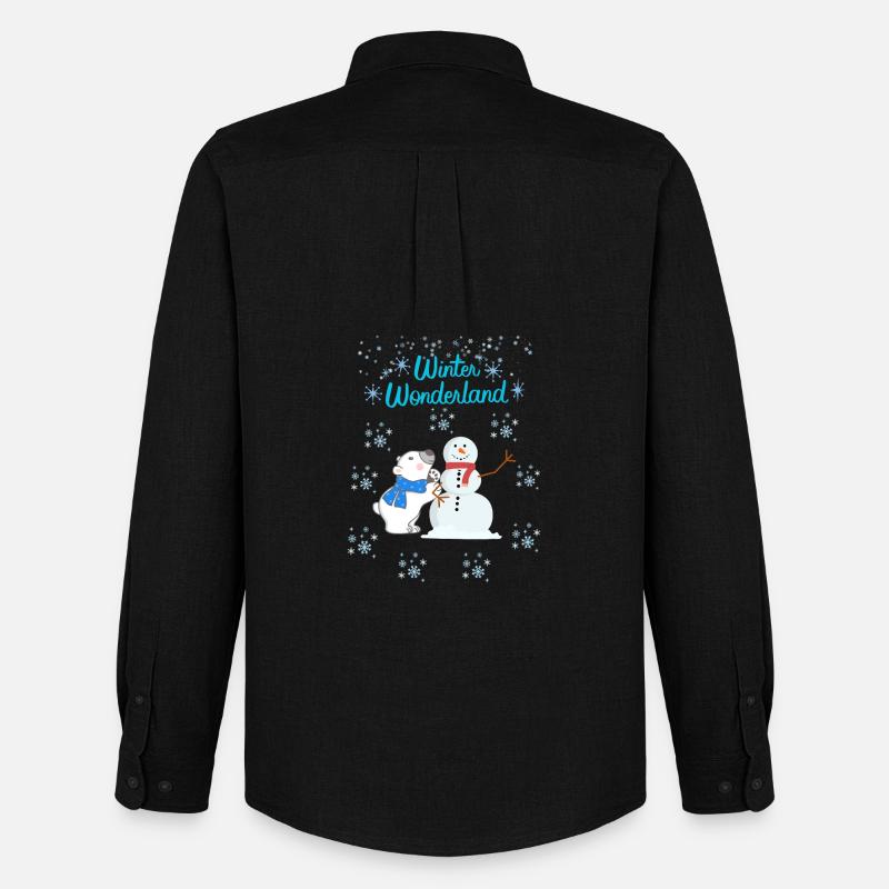 Eisbär & Schneemann - Männer Oxford Hemd von Stanley/Stella - Schwarz