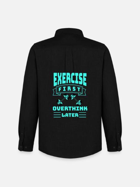 Exercise First, Overthink Later T-shirt - Men's Oxford Shirt by Stanley/Stella - black
