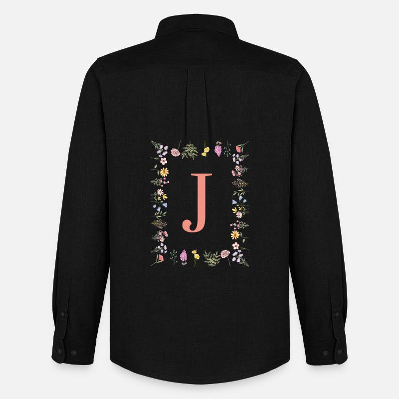 Florale Initialen "J ", Buchstaben Monogramm  - Männer Oxford Hemd von Stanley/Stella - Schwarz