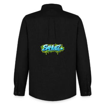 GRAFFITI-NAME SAMUEL FÜR PERFEKTES GESCHENK DRUCKBAR - Männer Oxford Hemd von Stanley/Stella - Schwarz - Hinten - AI Model Male 185 dark (185cm)