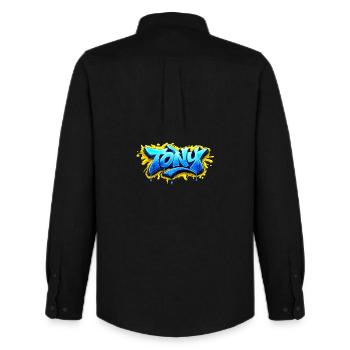 GRAFFITI-NAME TONY FÜR PERFEKTES GESCHENK DRUCKBAR - Männer Oxford Hemd von Stanley/Stella - Schwarz - Hinten - AI Model Male 185 dark (185cm)