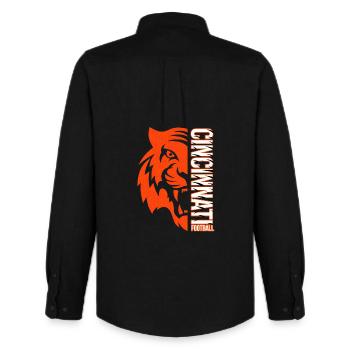 Cincinnati Football – Tiger Power Design - Chemise Oxford homme Stanley/Stella - noir - Dos - AI Model Male 185 dark (185cm)