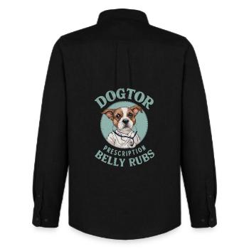 Dogtor's Prescription: Belly Rubs - Männer Oxford Hemd von Stanley/Stella - Schwarz - Hinten - AI Model Male 185 dark (185cm)