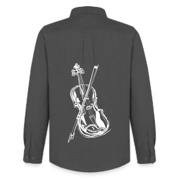 Violin Drawing - Men's Oxford Shirt by Stanley/Stella - anthracite - Back - AI Model Male 185 dark (185cm)