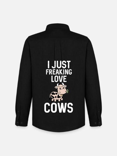 I Just Freaking Love Cows Cartoon - Men's Oxford Shirt by Stanley/Stella - black