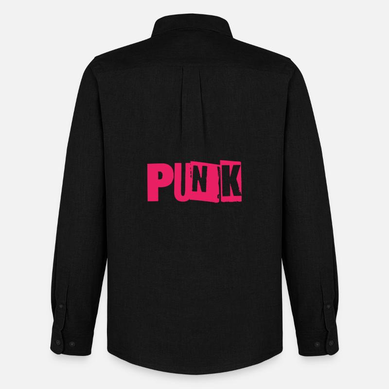 Punk Glitch Typo Neon - Männer Oxford Hemd von Stanley/Stella - Schwarz