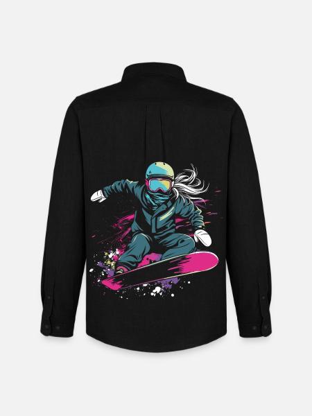 Snowboarder Graphic - Men's Oxford Shirt by Stanley/Stella - black