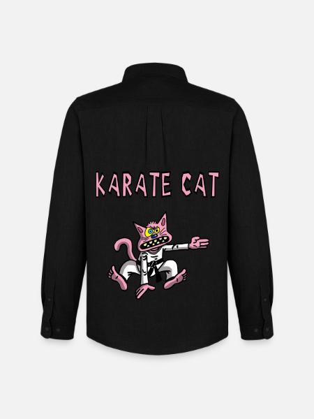 Karaté et chat rose - Chemise Oxford homme Stanley/Stella - noir