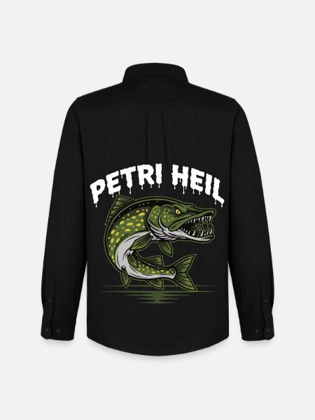 Petri Heil Angler Shirt - Men's Oxford Shirt by Stanley/Stella - black