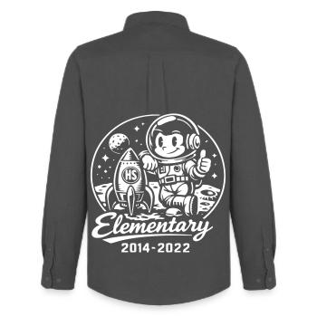 Baby-Astronaut und Rakete - Männer Oxford Hemd von Stanley/Stella - Anthrazit - Hinten - AI Model Male 185 dark (185cm)