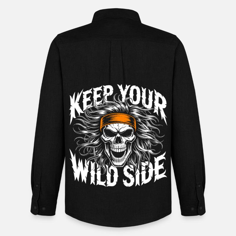 Keep Your Wild Side Skull - Männer Oxford Hemd von Stanley/Stella - Schwarz