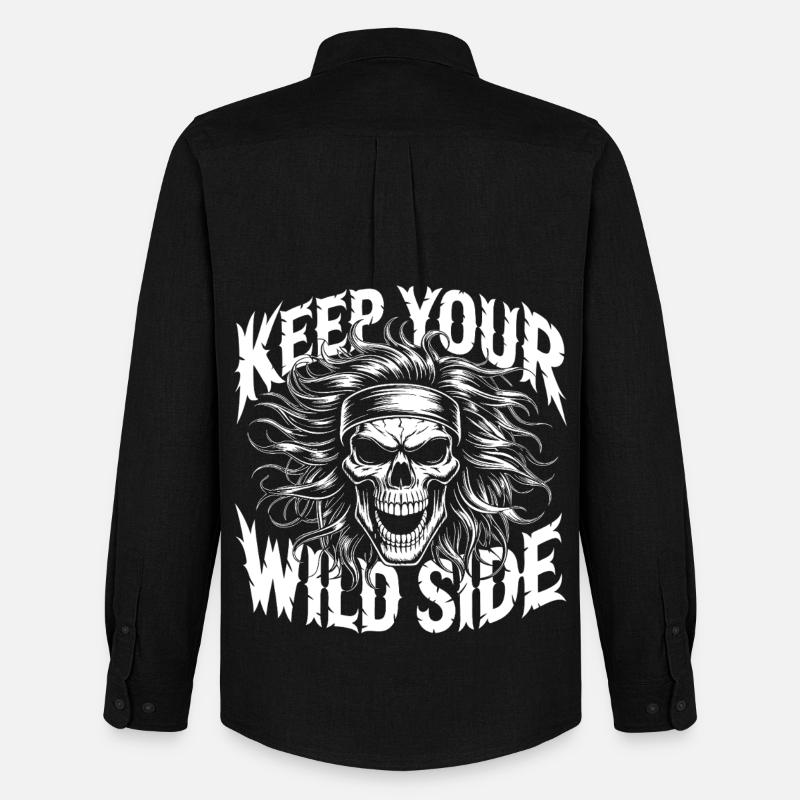Keep Your Wild Side Skull - Men's Oxford Shirt by Stanley/Stella - black