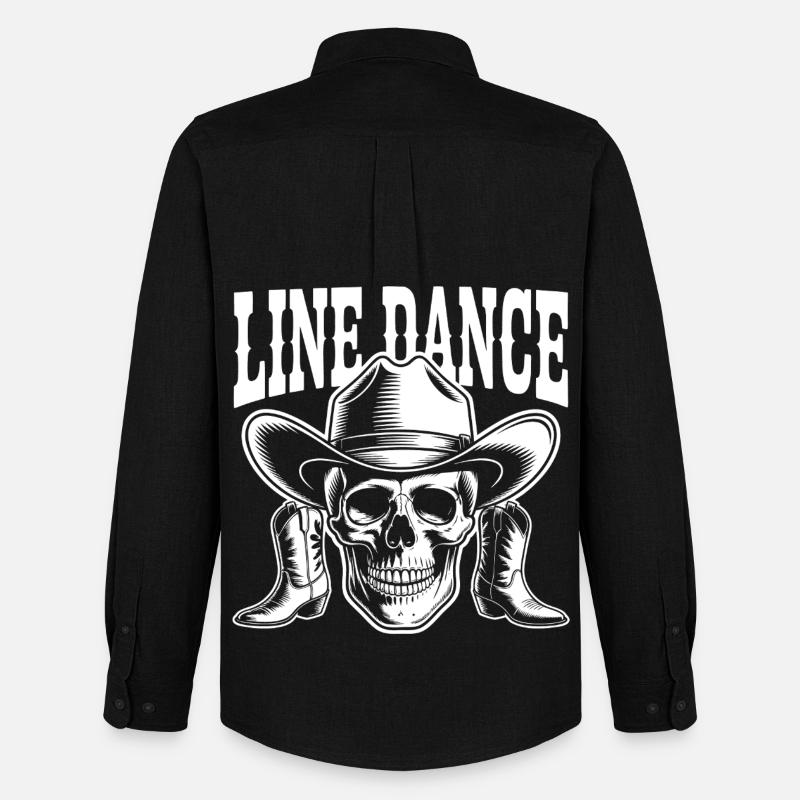 Line Dance Totenkopf Western - Männer Oxford Hemd von Stanley/Stella - Schwarz