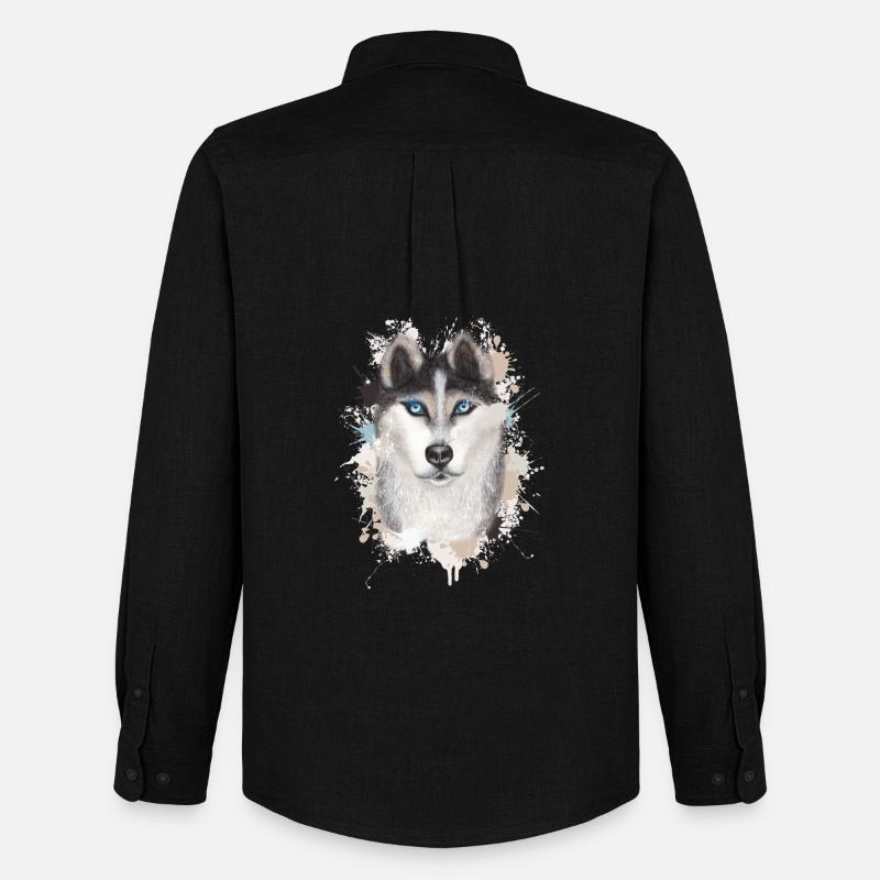 Wolf - Männer Oxford Hemd von Stanley/Stella - Schwarz