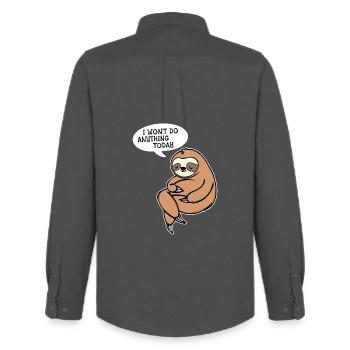 Relax Animal Statement Sloth Zoo Lazy Sleep - Chemise Oxford homme Stanley/Stella - charbon - Dos - AI Model Male 185 dark (185cm)