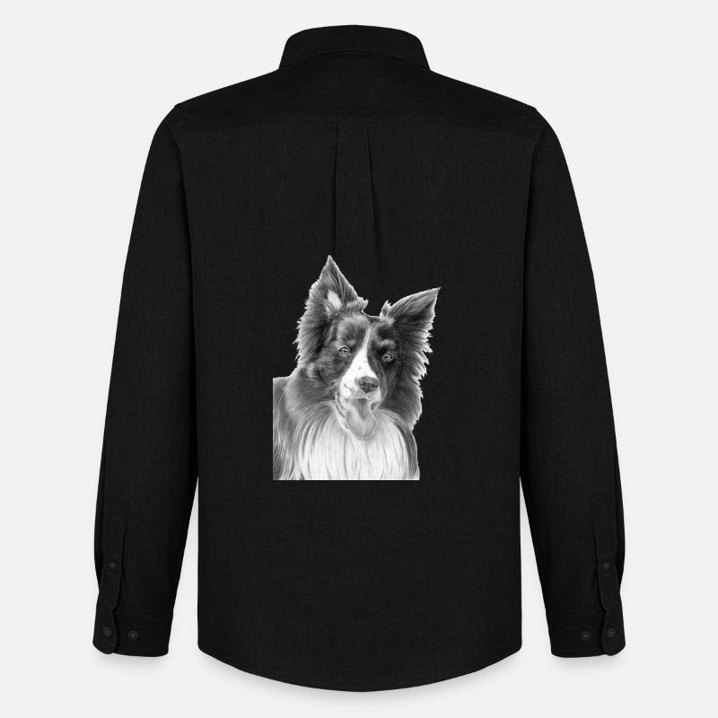 Border Collie Nr. 3 - Männer Oxford Hemd von Stanley/Stella - Schwarz