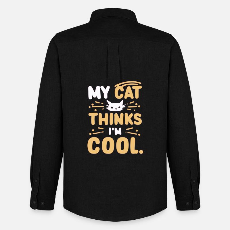 My cat thinks i am cool - Männer Oxford Hemd von Stanley/Stella - Schwarz