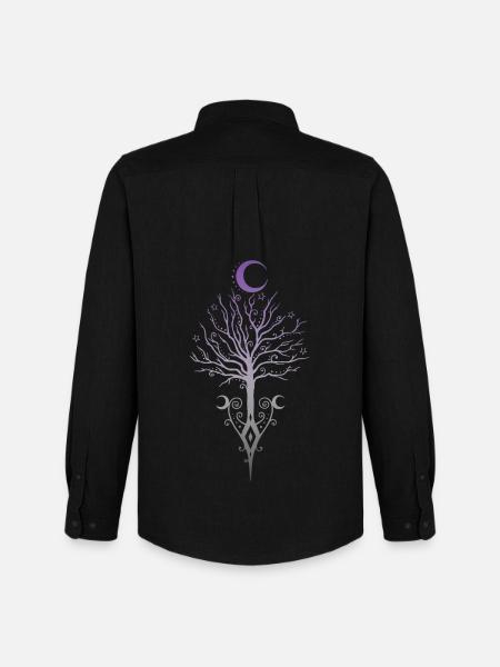 Occult Moon Tree Dark Autumn - Men's Oxford Shirt by Stanley/Stella - black