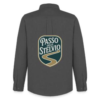 Passo dello Stelvio Cyclisme - Chemise Oxford homme Stanley/Stella - charbon - Dos - AI Model Male 185 dark (185cm)