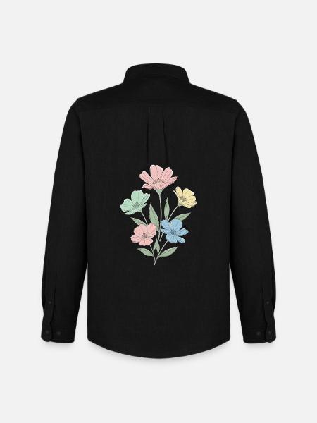 Fleurs pastel dans le style aquarelle - Chemise Oxford homme Stanley/Stella - noir