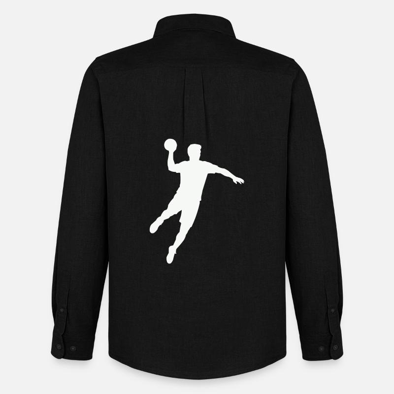 Handball Silhouette Ball - Männer Oxford Hemd von Stanley/Stella - Schwarz