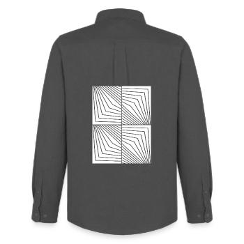 Opart Lines Constellation - Men's Oxford Shirt by Stanley/Stella - anthracite - Back - AI Model Male 185 dark (185cm)