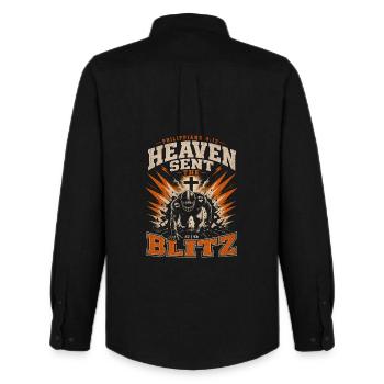 Heaven Sends the Lightning Christian Football - Men's Oxford Shirt by Stanley/Stella - black - Back - AI Model Male 185 dark (185cm)