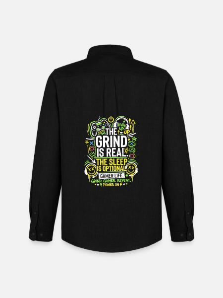 The Grind Is Real Gamer Life - Men's Oxford Shirt by Stanley/Stella - black