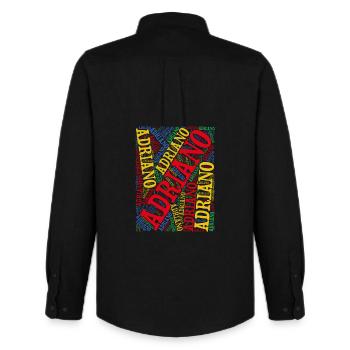 Adriano t-shirt word cloud t-shirt gift idea - Men's Oxford Shirt by Stanley/Stella - black - Back - AI Model Male 185 dark (185cm)