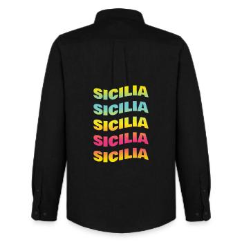 T-Shirt Sicilia onda T-Shirt Geschenkidee - Männer Oxford Hemd von Stanley/Stella - Schwarz - Hinten - AI Model Male 185 dark (185cm)