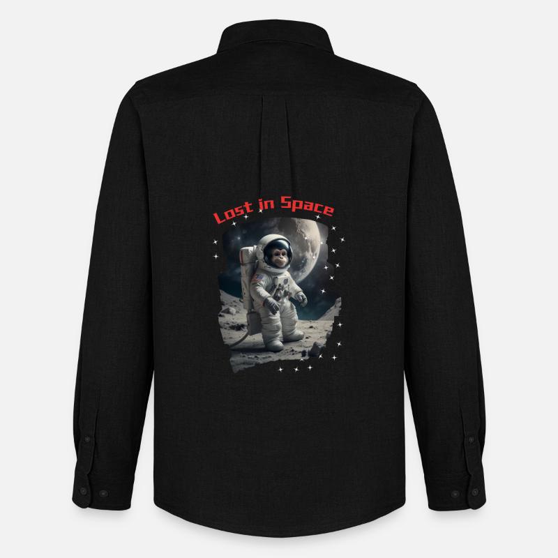 Lost in Space - Affe als Astronaut - Männer Oxford Hemd von Stanley/Stella - Schwarz