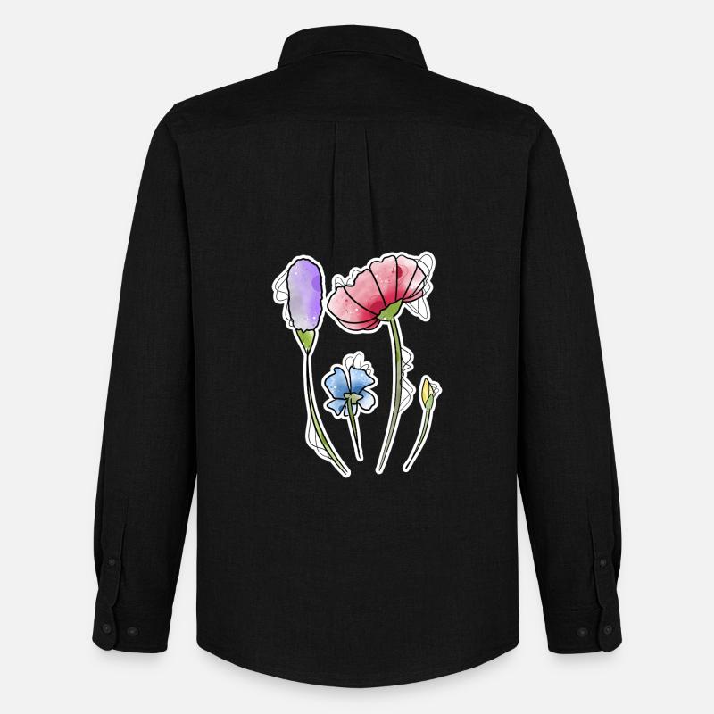 Blumen - Männer Oxford Hemd von Stanley/Stella - Schwarz