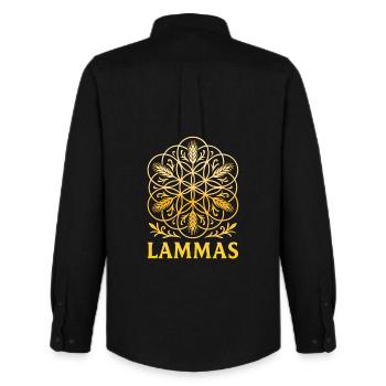 Lammas - Flower of Life from Grain - Men's Oxford Shirt by Stanley/Stella - black - Back - AI Model Male 185 dark (185cm)