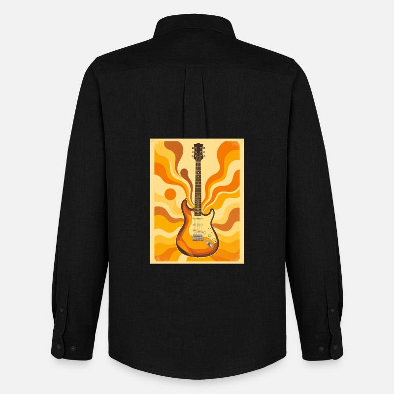 Psychedelische Retro-Gitarre mit lebendigen Siebzigern - Männer Oxford Hemd von Stanley/Stella - Schwarz