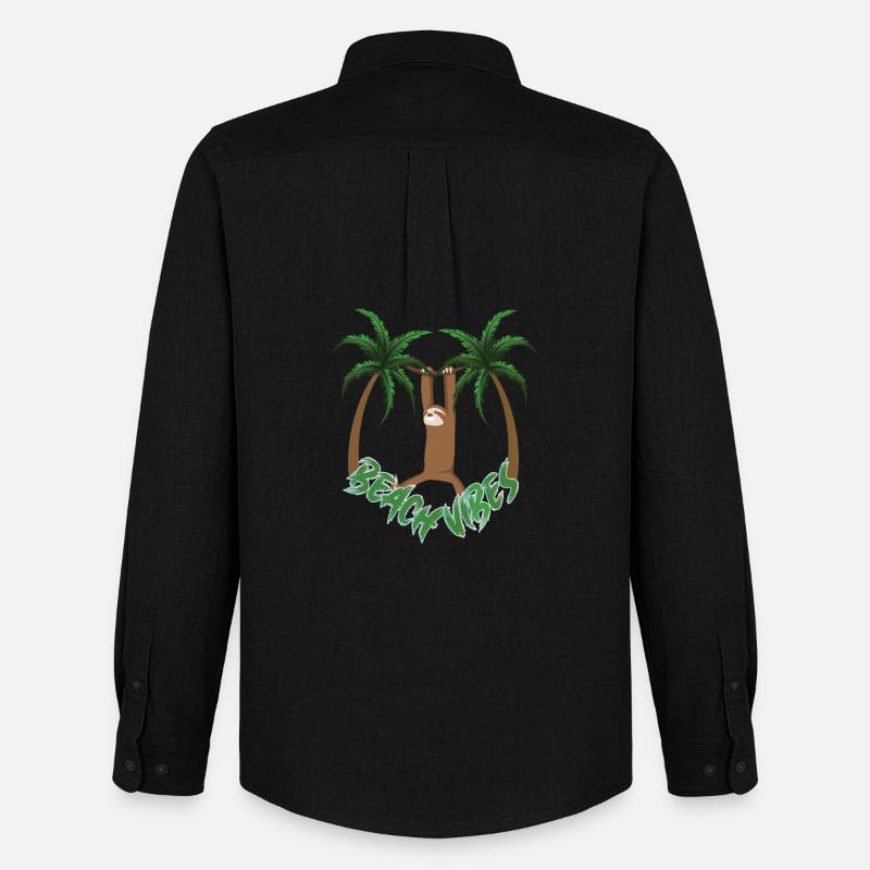 Beach Vibes Sloth - Männer Oxford Hemd von Stanley/Stella - Schwarz