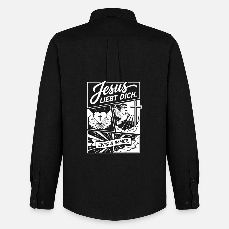 Jesus liebt dich Collage - Männer Oxford Hemd von Stanley/Stella - Schwarz