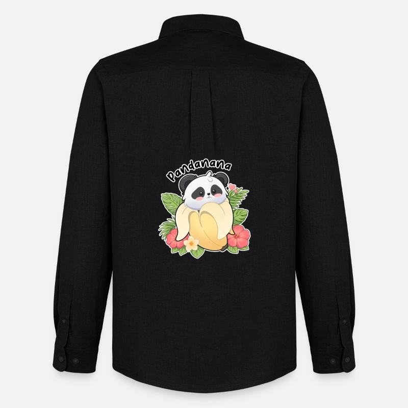 Panda bananmotiv Söt djurdesign - Stanley/Stella Oxfordskjorta Herr - svart