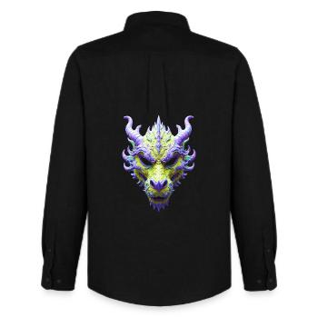 Masque du Dragon Vert Aurore - Chemise Oxford homme Stanley/Stella - noir - Dos - AI Model Male 185 dark (185cm)